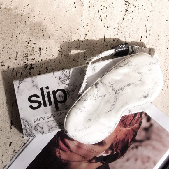 slip Marble Print Silk Eye Mask - Picture 4 of 9